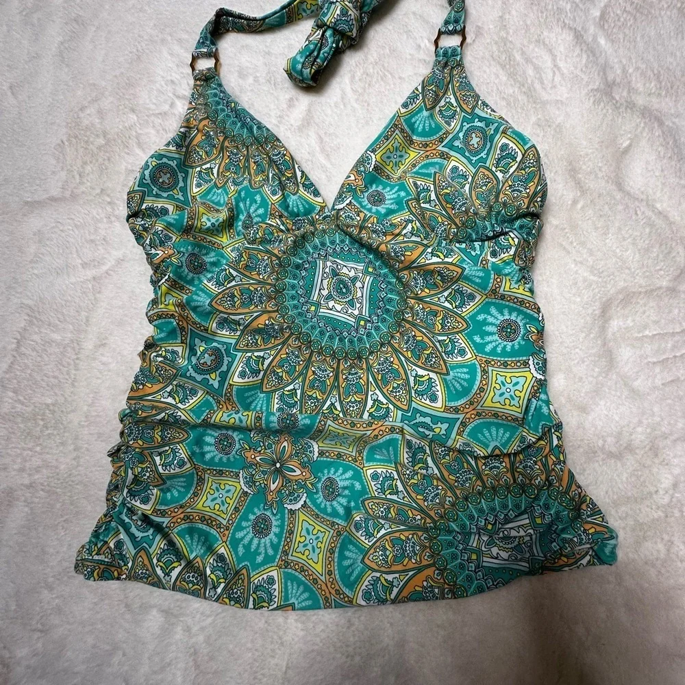 Helen Jon Green Ruched Tie back bikini Top